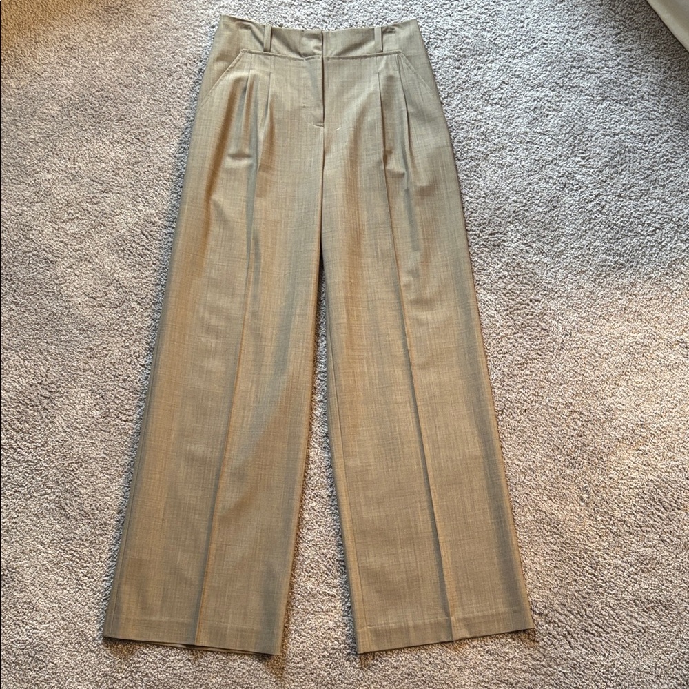 Trina Turk Wide-Leg High-Waist Pants in Taupe
